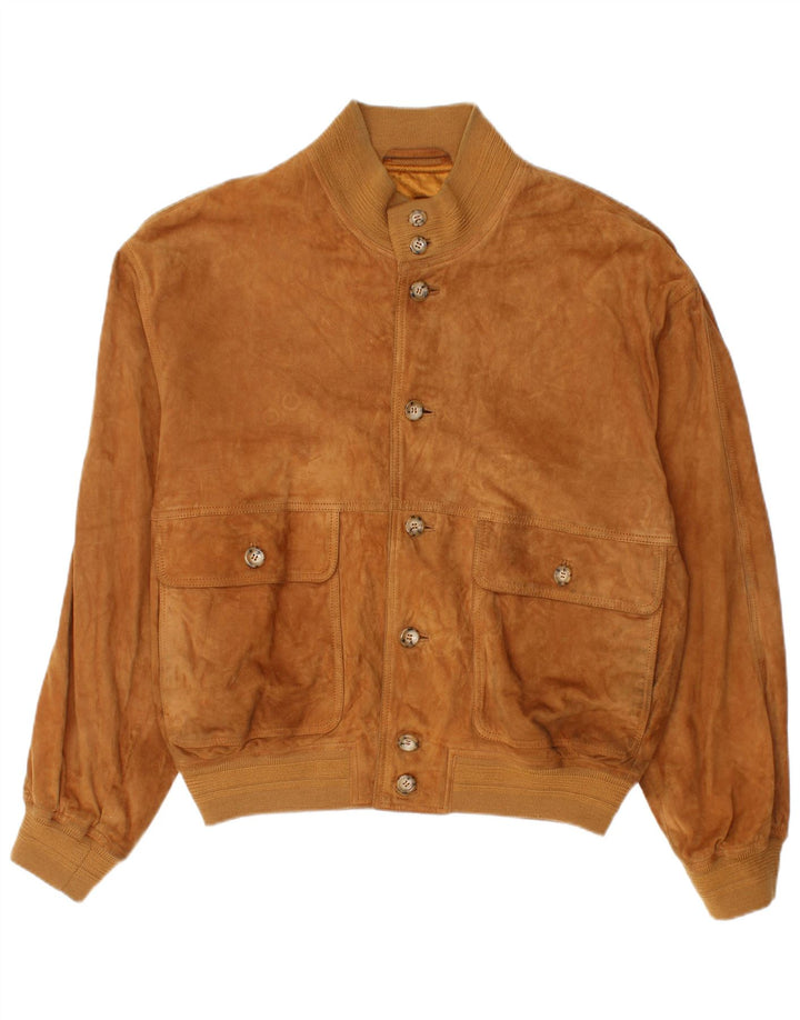 vintage Mens Suede Bomber Jacket UK 40 Grand Brun