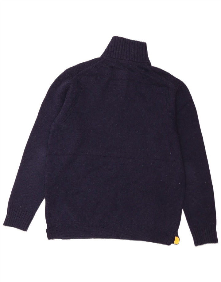 Pull Boden pour homme à col zippé en laine d'agneau bleu marine Large