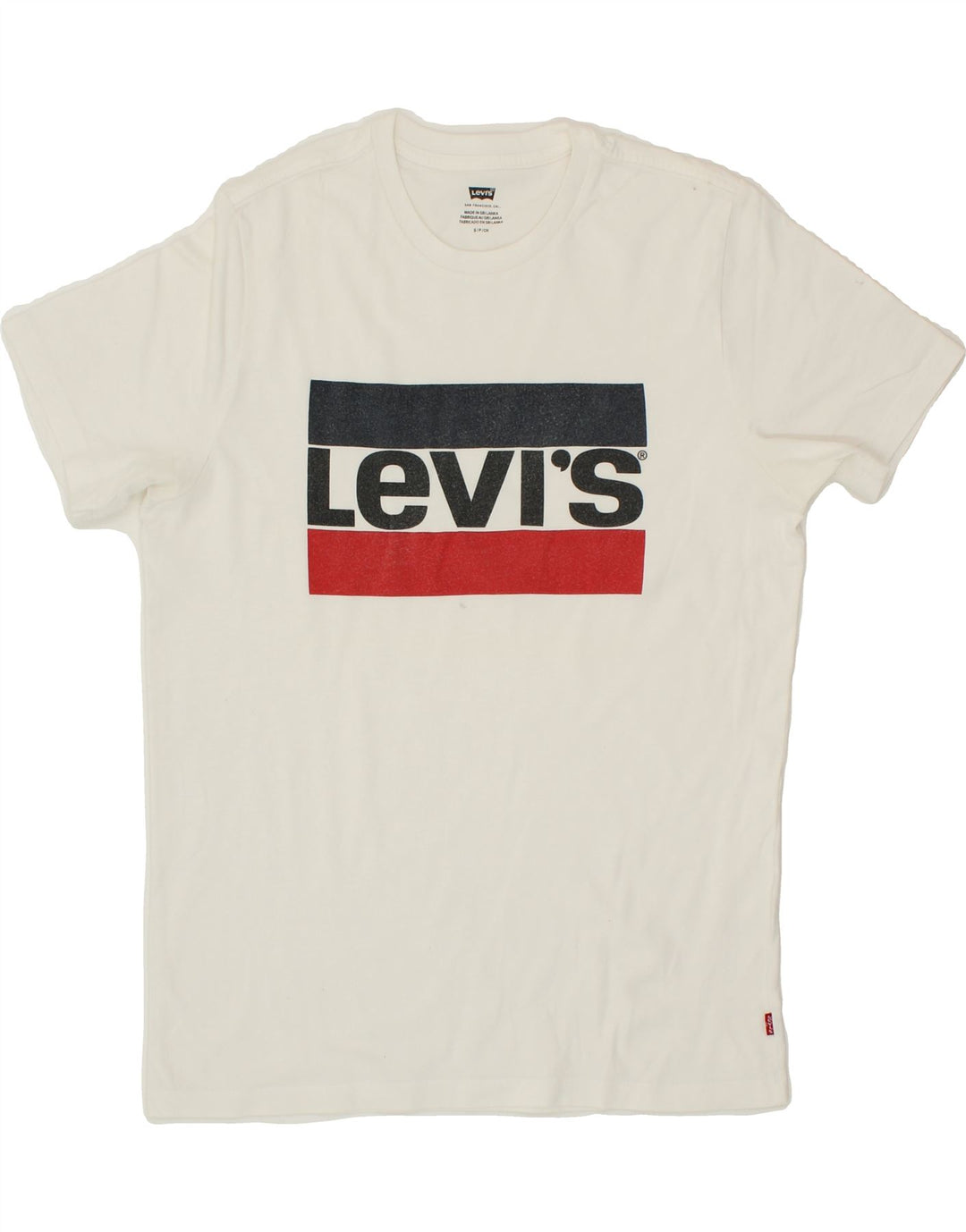 LEVI'S Mens Graphic T-Shirt Top Small White Vintage Levi's and Second-Hand Levi's from Messina Hembry 