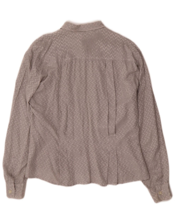 Stefanel Chemise Femme UK 16 Large Gris Rayure Acétate