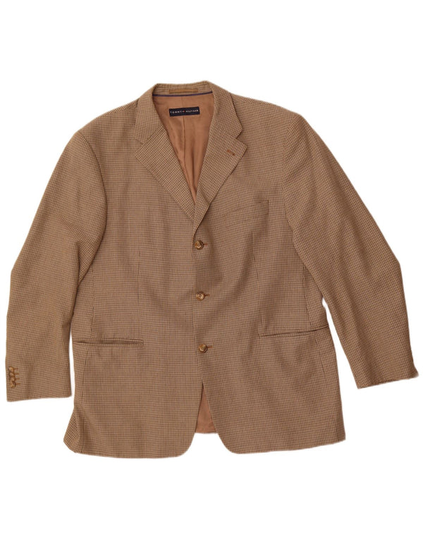 Tommy Hilfiger Mens 3 Button Blazer Jacket IT 54 2XL Beige Check Viscose