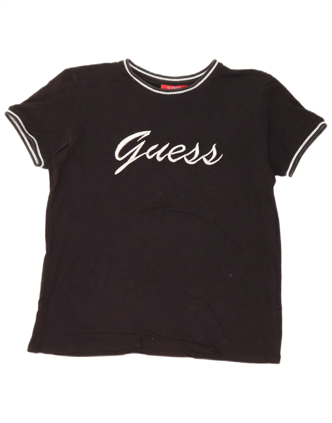 GUESS T-shirt graphique surdimensionné pour femme UK 6 XS Noir