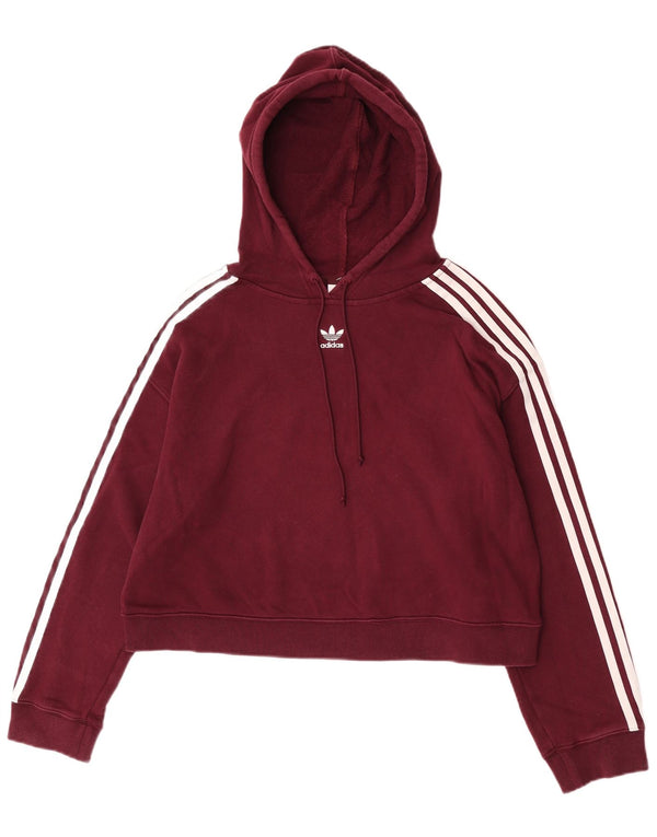 Adidas Sweat à capuche court pour femme UK 12 en coton bordeaux moyen
