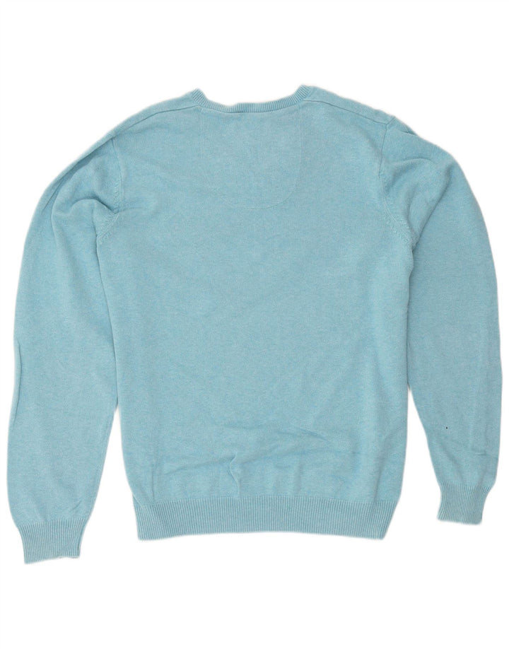 Marks & Spencer Pull coupe classique à col en V pour homme, grand bleu, coton