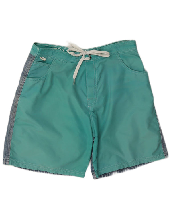 Sundek Short de bain homme en coton color block vert moyen