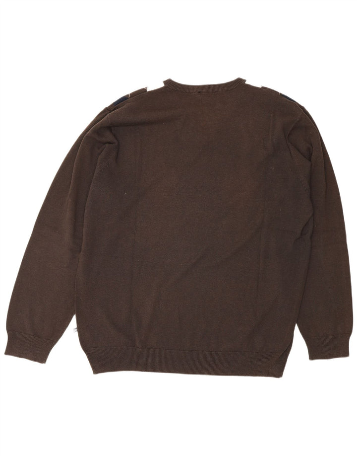 Paul Smith Pull col V pour homme XL Marron Argyle/Diamant