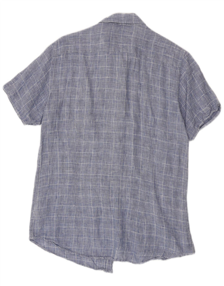 Best Company Chemise à Manches Courtes Homme Bleu Moyen Pied-de-Poule