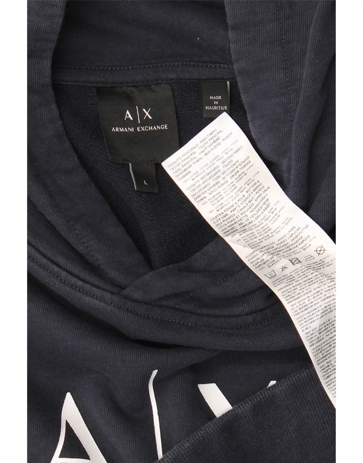 ARMANI EXCHANGE Pull à capuche graphique pour hommes, grand coton bleu marine