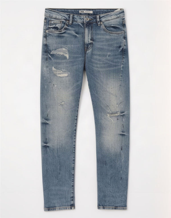 Tommy Hilfiger Jean skinny vieilli pour homme EU 40 Medium W31 L30 Bleu