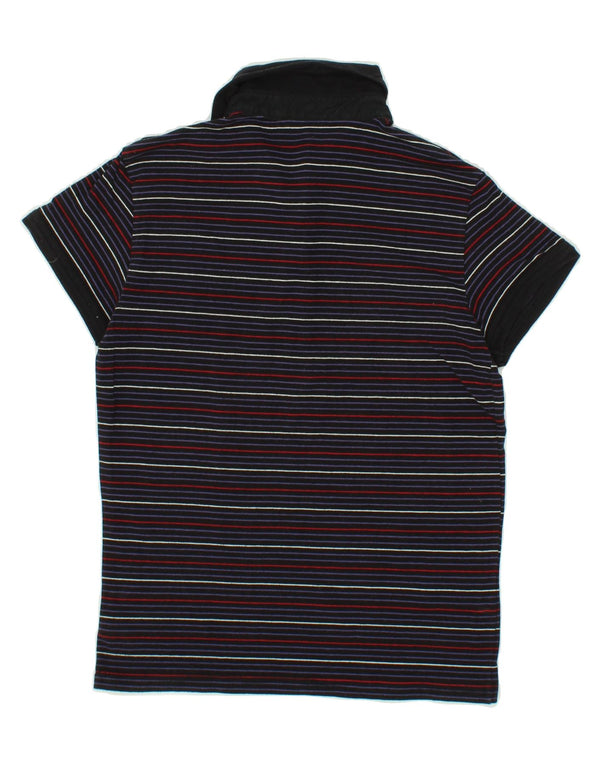 LEE Womens Polo Shirt UK 10 Small Navy Blue Striped Cotton