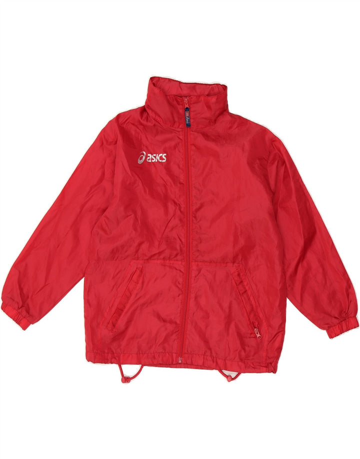 ASICS Boys Graphic Hooded Rain Jacket 9-10 Years Red Polyester Vintage Asics and Second-Hand Asics from Messina Hembry 