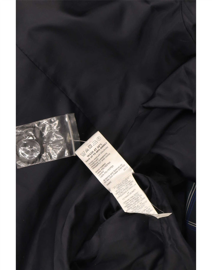 Marks & Spencer Trench-Coat Femme UK 10 Petit Bleu Marine à Carreaux Polyester