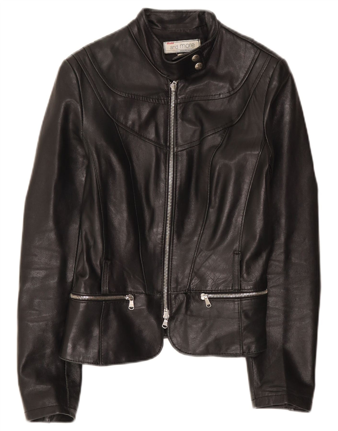 Bata and More Veste en cuir pour femme IT 44 Cuir noir moyen