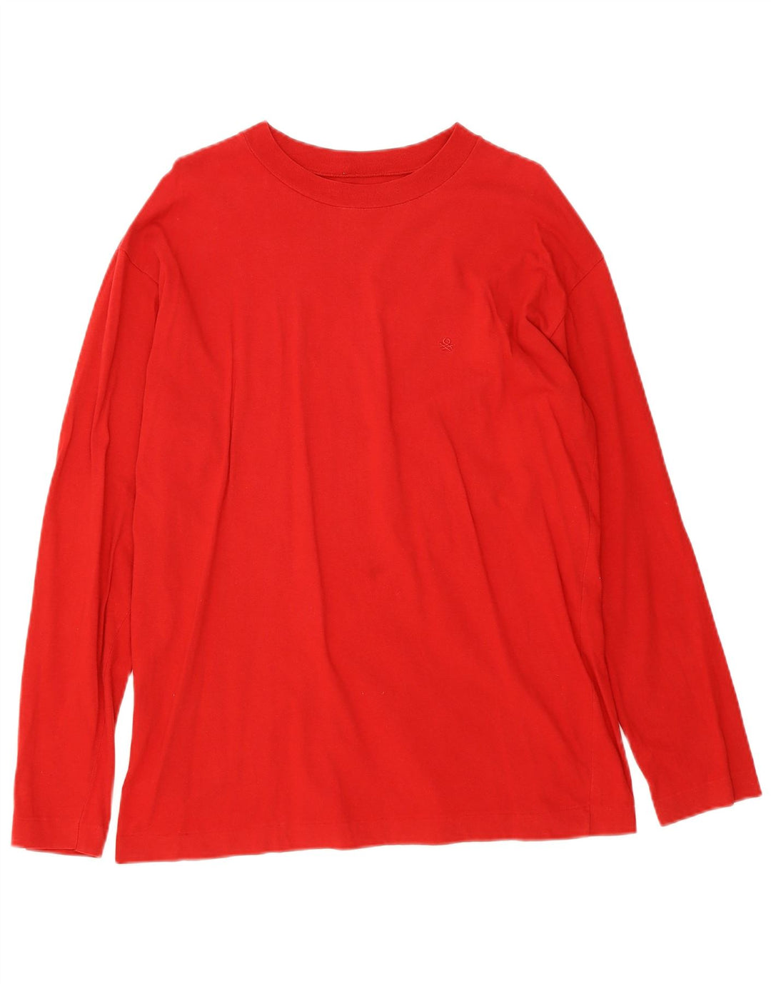 BENETTON Mens Top Long Sleeve Large Red Cotton