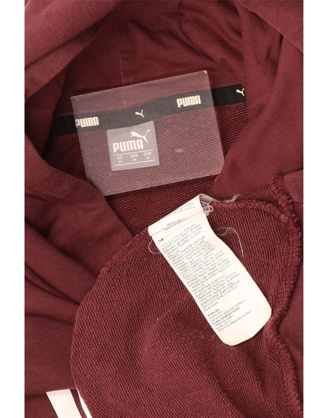 PUMA Pull à capuche graphique pour femme UK 14 Coton bordeaux moyen