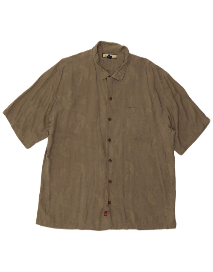 Tommy Hilfiger Chemise à manches courtes à motif abstrait pour homme XL Kaki Soie