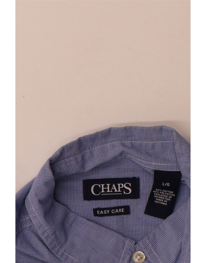 Chaps Chemise à Manches Courtes Homme Large Bleu Pied-de-Poule Coton