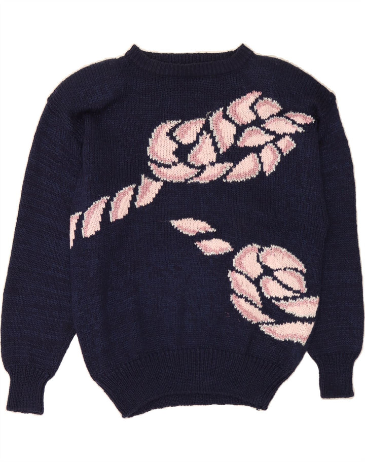 VINTAGE Womens Boat Neck Jumper Sweater EU 38 Medium Navy Blue Vintage Vintage and Second-Hand Vintage from Messina Hembry 