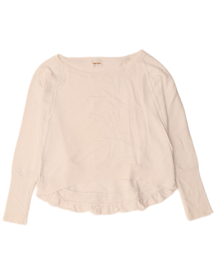 Diesel Sweat-shirt surdimensionné pour femme UK 14 en coton blanc moyen