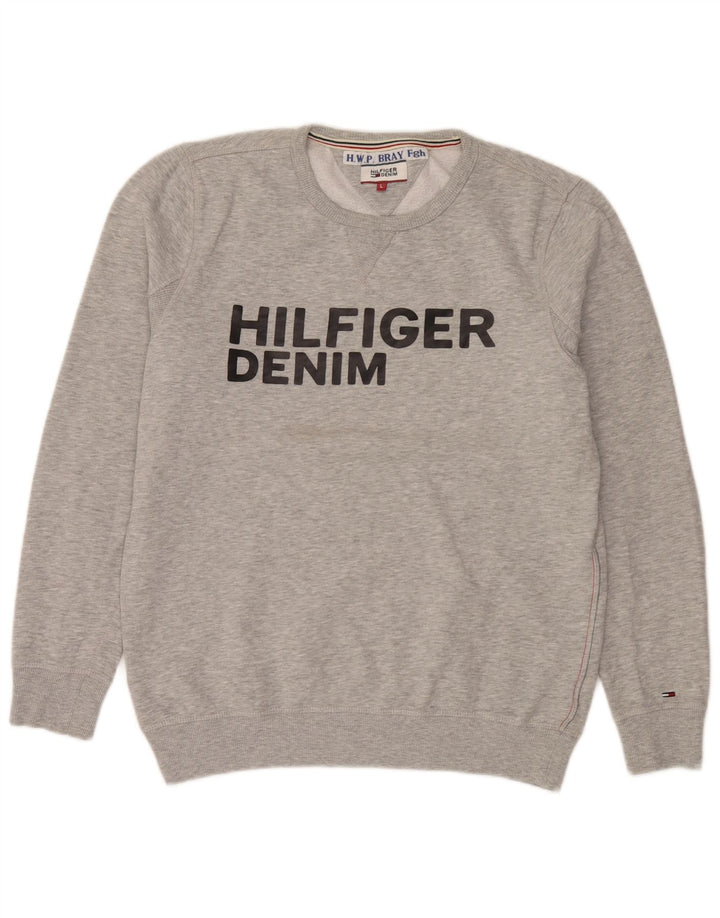 Tommy Hilfiger Sweat-shirt graphique pour homme en coton gris Taille L