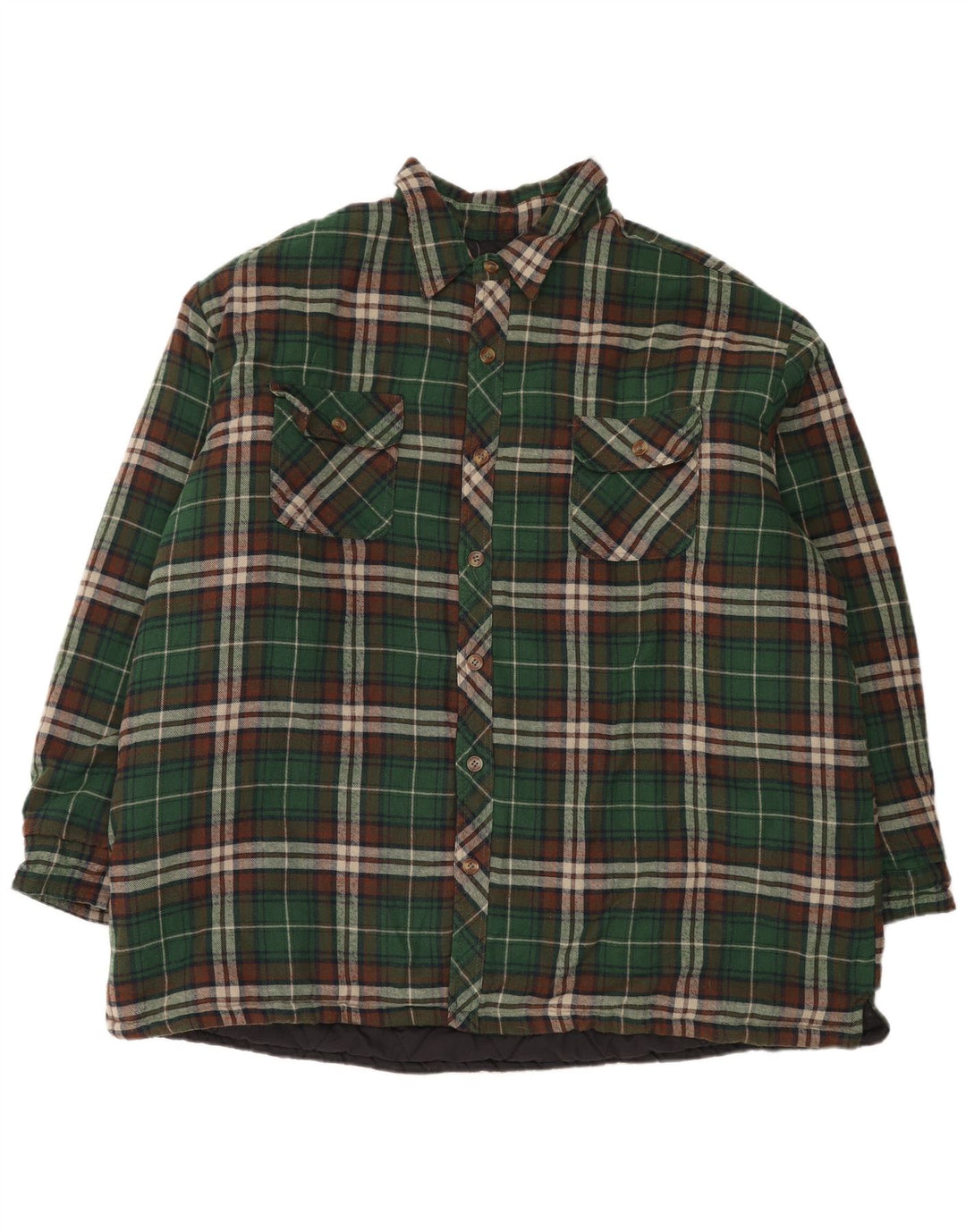 Chemise en flanelle rembourrée Vintage pour hommes 3XL, à carreaux verts, en Polyester classique