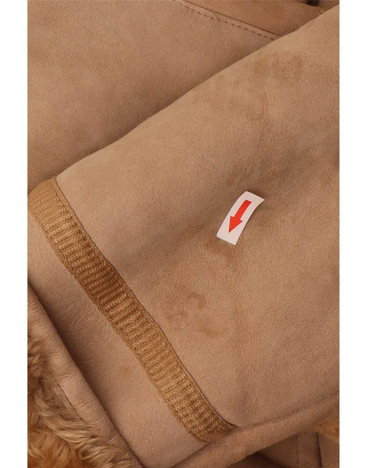 manteau en peau de mouton vintage pour femme IT 44 Cuir beige moyen