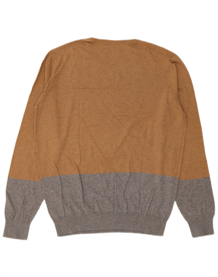Massimo Dutti Pull à col rond pour homme en coton color block Marron moyen