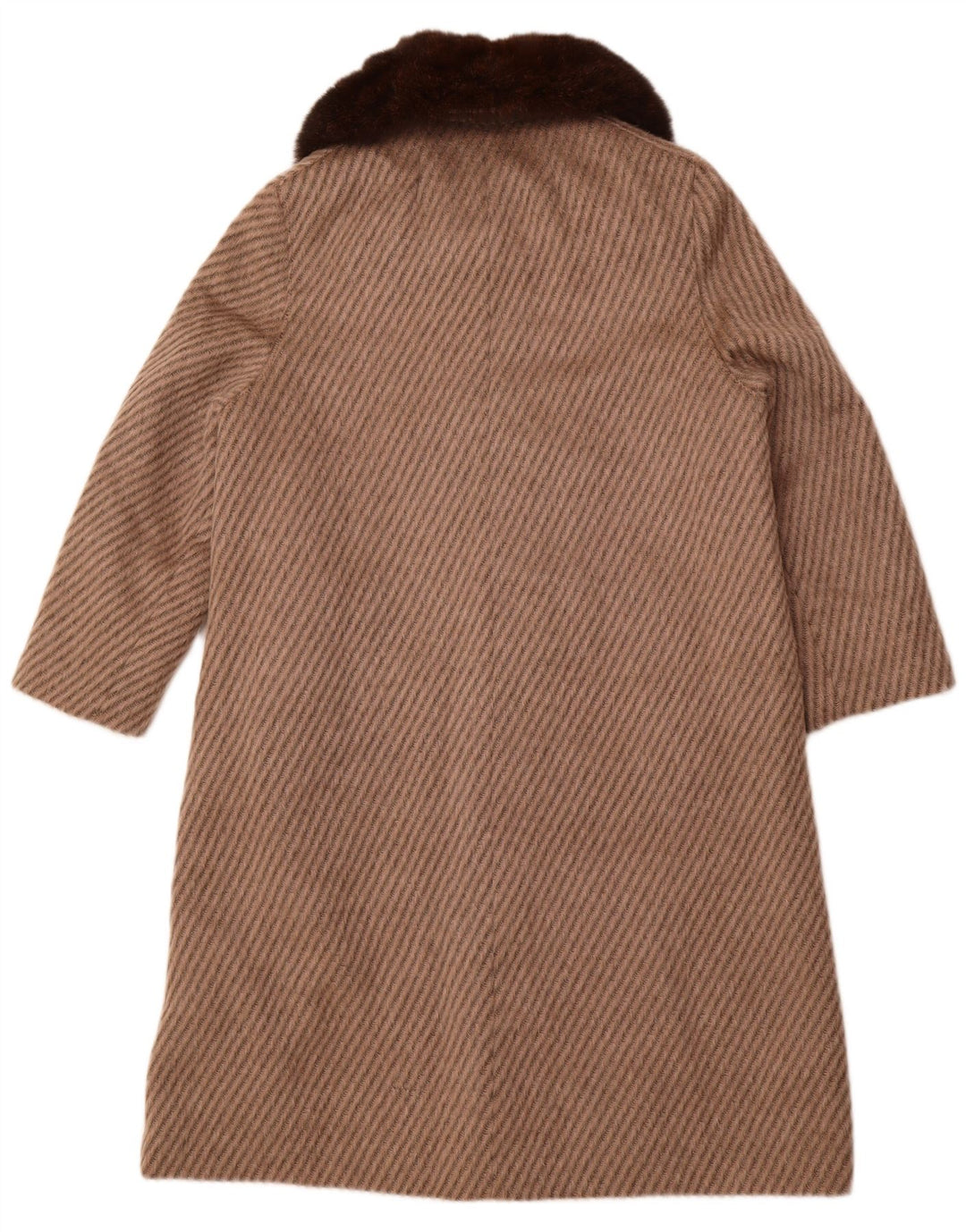 PELLICCERIA Manteau Femme UK 14 Grande Laine Vierge Rayée Beige