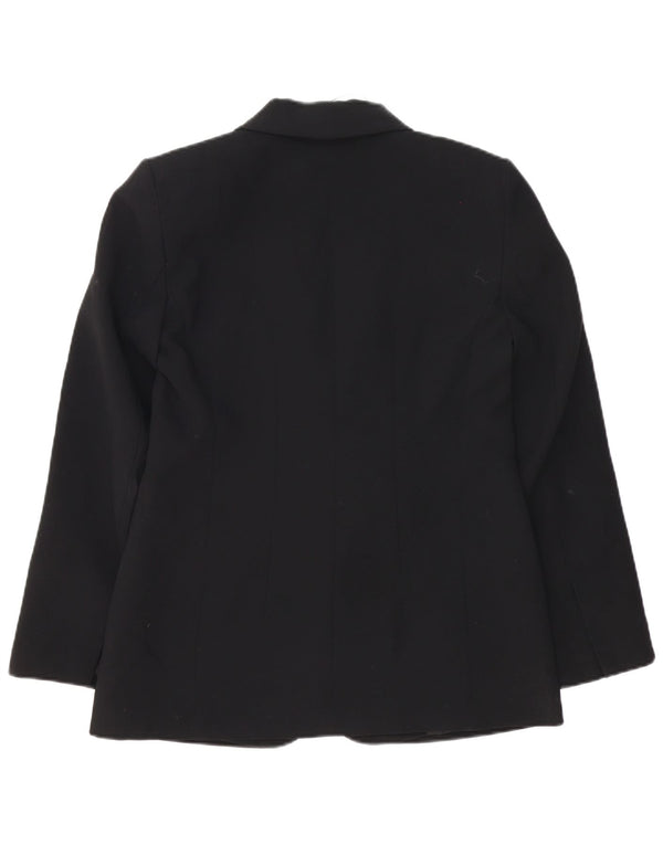Zara Femme 1 Bouton Blazer Veste UK 12 Moyen Noir Polyester