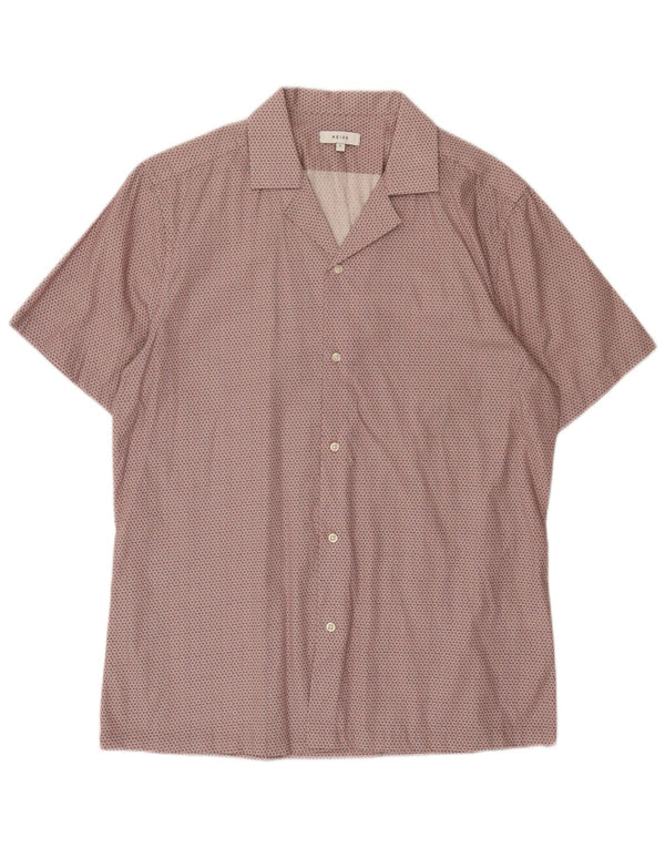 Reiss Chemise à manches courtes pour homme Coupe régulière Grand coton floral rose moderne