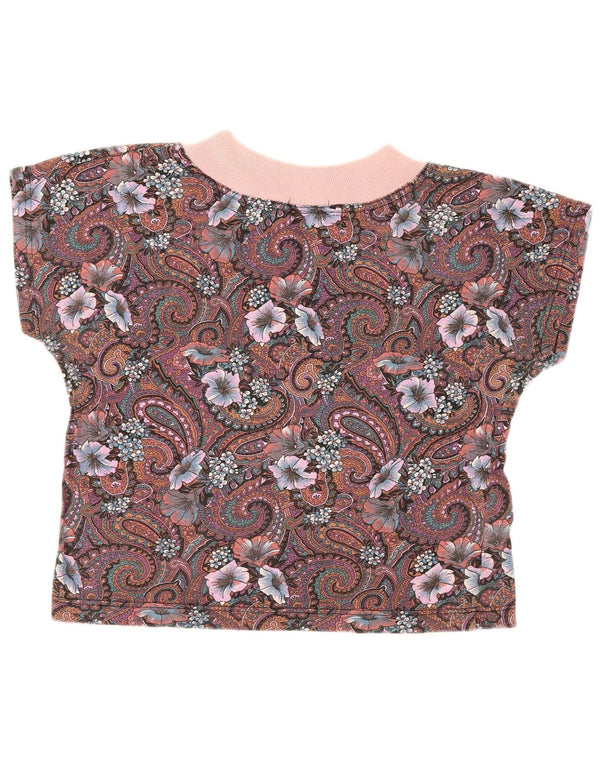 vintage Femmes Surdimensionné Crop T-Shirt Top UK 10 Petit Paisley Multicolore
