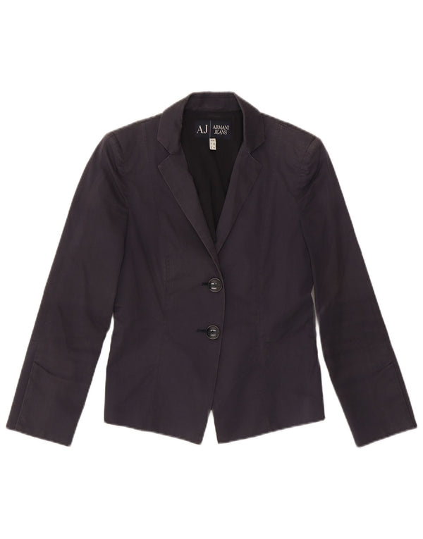 ARMANI Veste blazer courte à 2 boutons pour femme US 4 Petit coton bleu marine