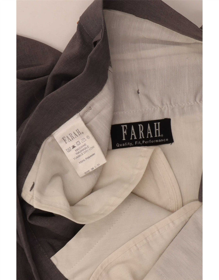 Farah Pantalon décontracté droit pour homme W38 L31 Gris Polyester
