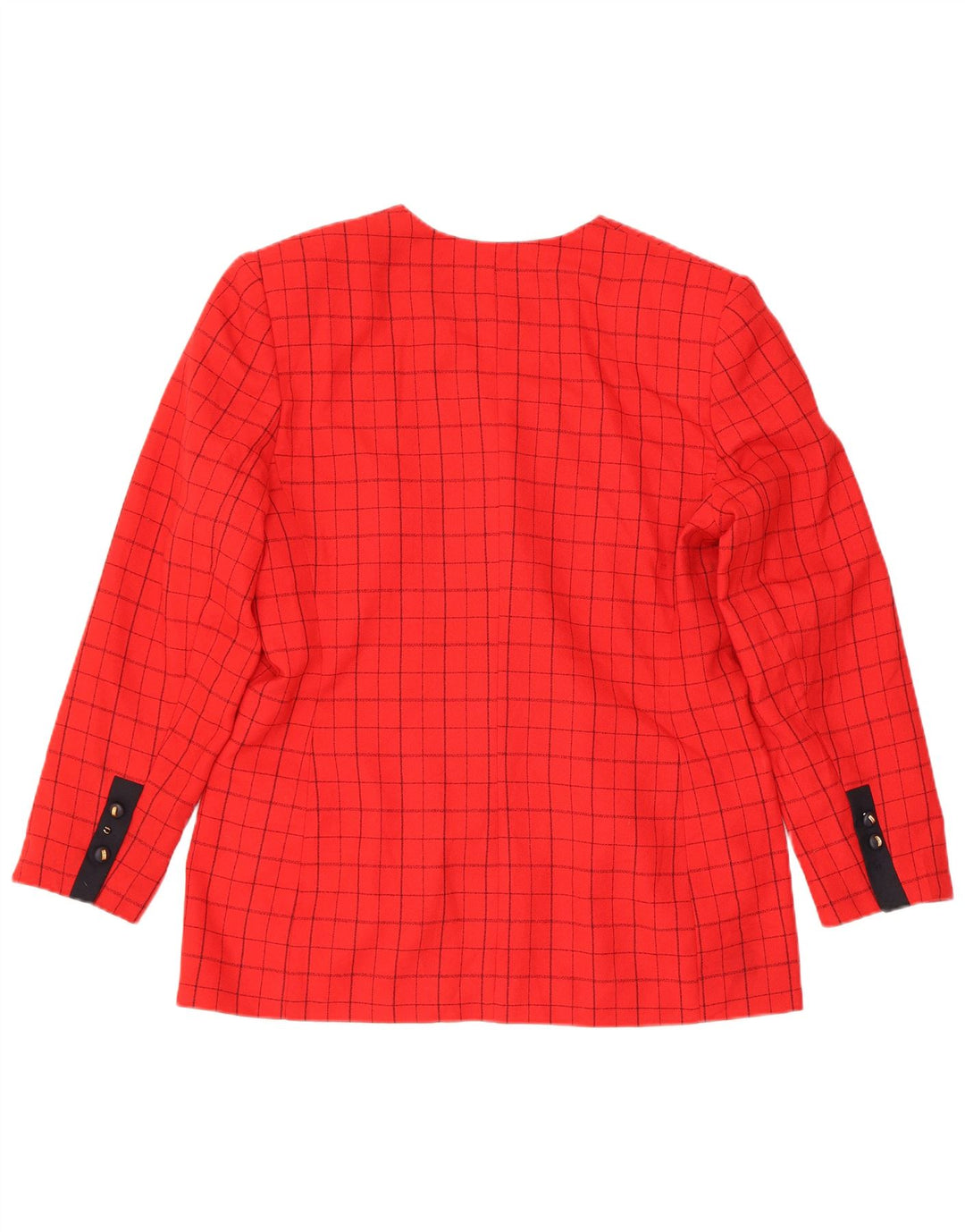 vintage Femmes 4 Bouton Blazer Veste US 12 Grand Rouge Check Polyester