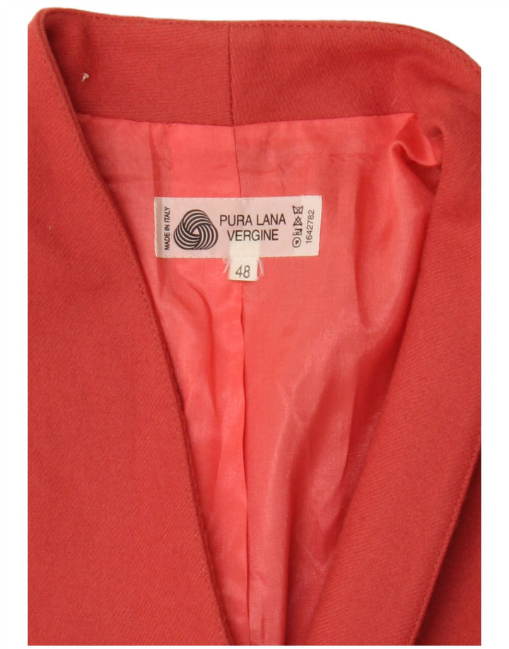 Veste Blazer Double Boutonnage Femme Vintage IT 48 XL Laine Vierge Rose