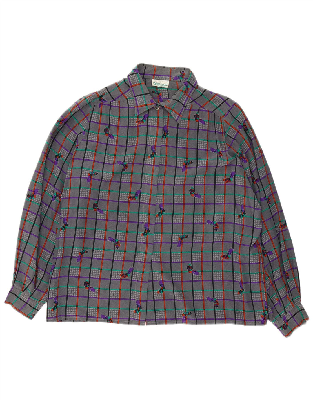 Chemisier chemise femme vintage UK 18 XL Gris Check
