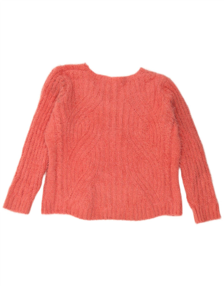 Marks & Spencer Pull col en V pour femme UK 18 XL Orange Polyester
