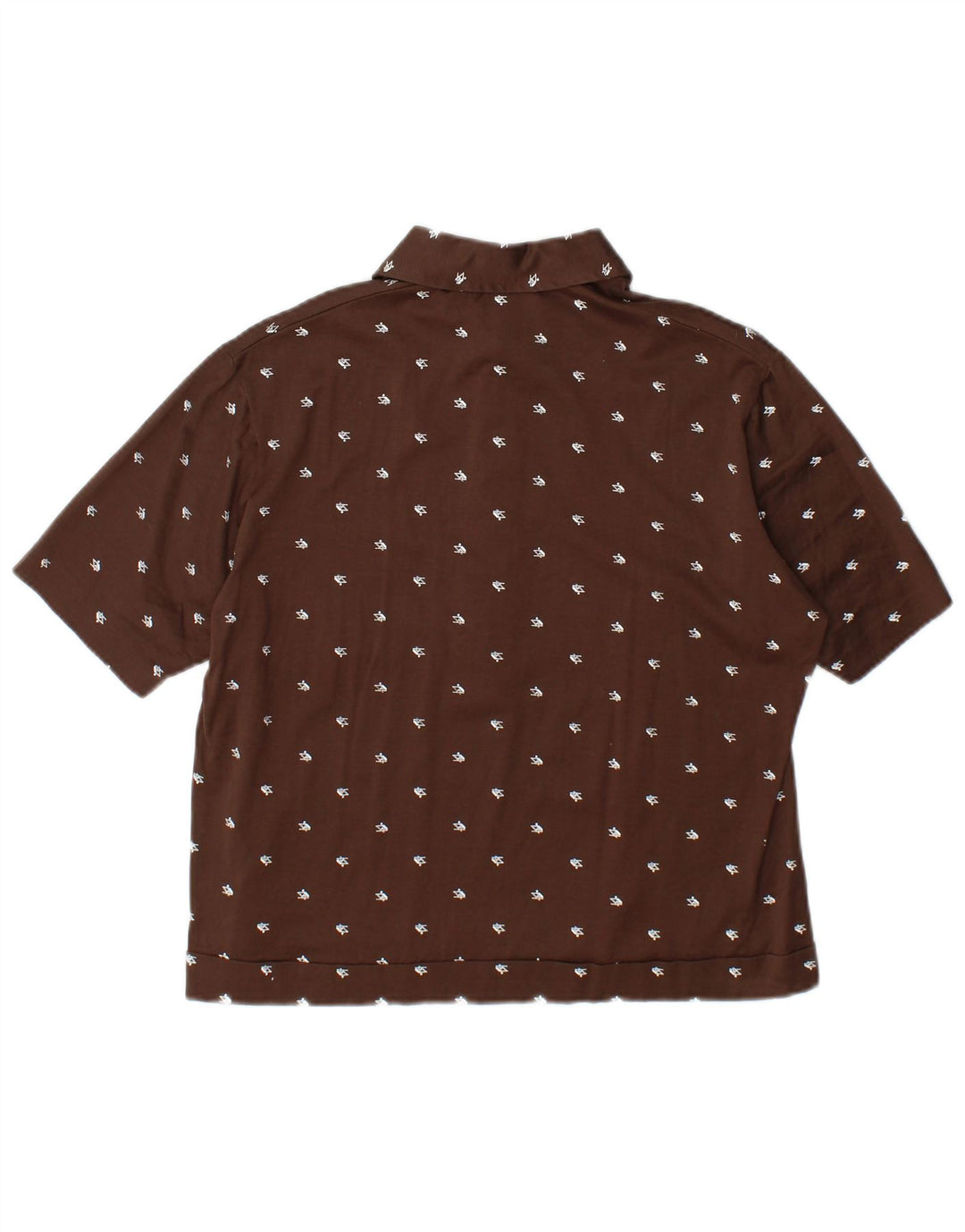 VINTAGE Chemise pull à manches courtes pour femmes IT 52 2XL Marron Géométrique