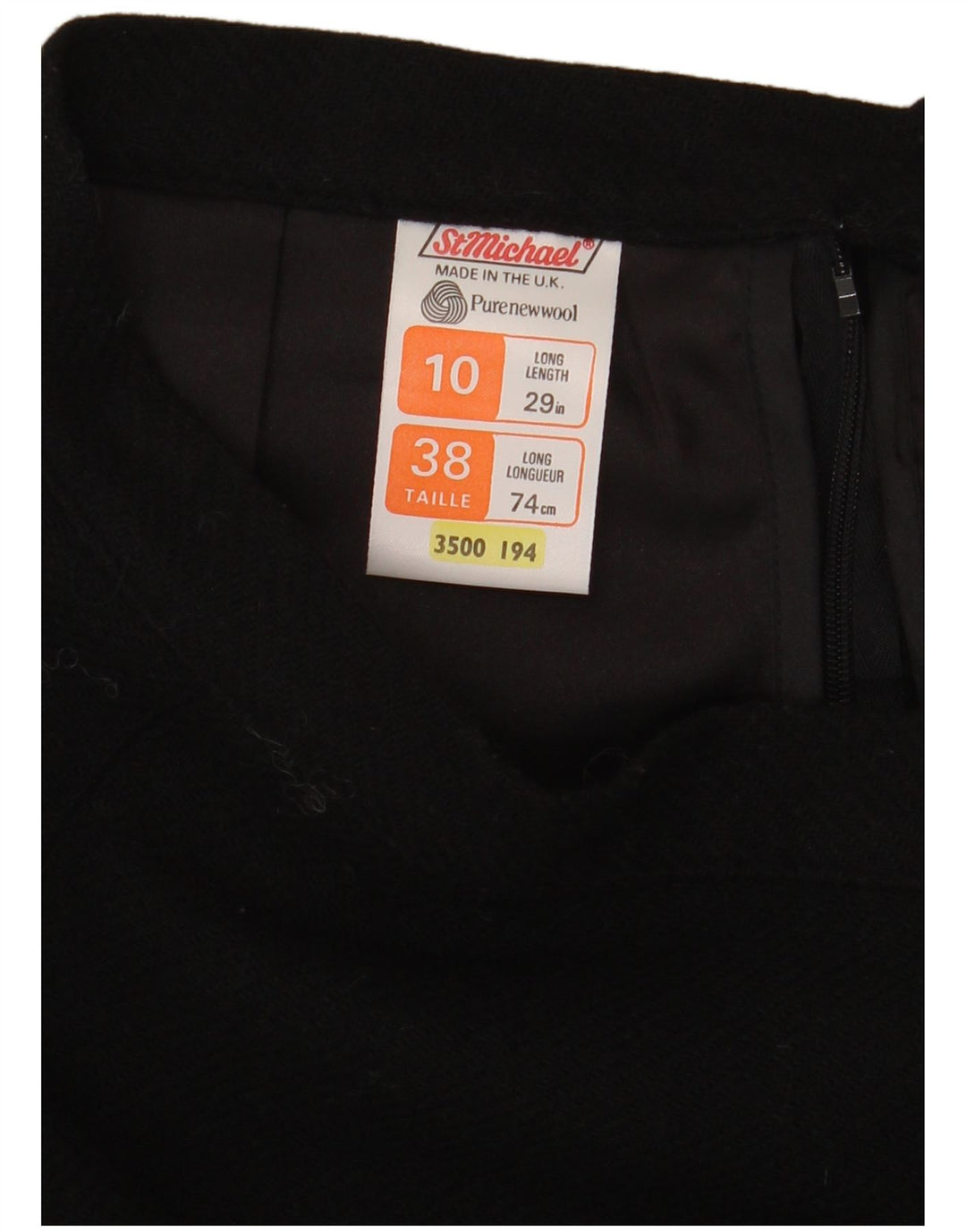 St Michael Jupe trapèze pour femme UK 10 Small W24 Laine noire