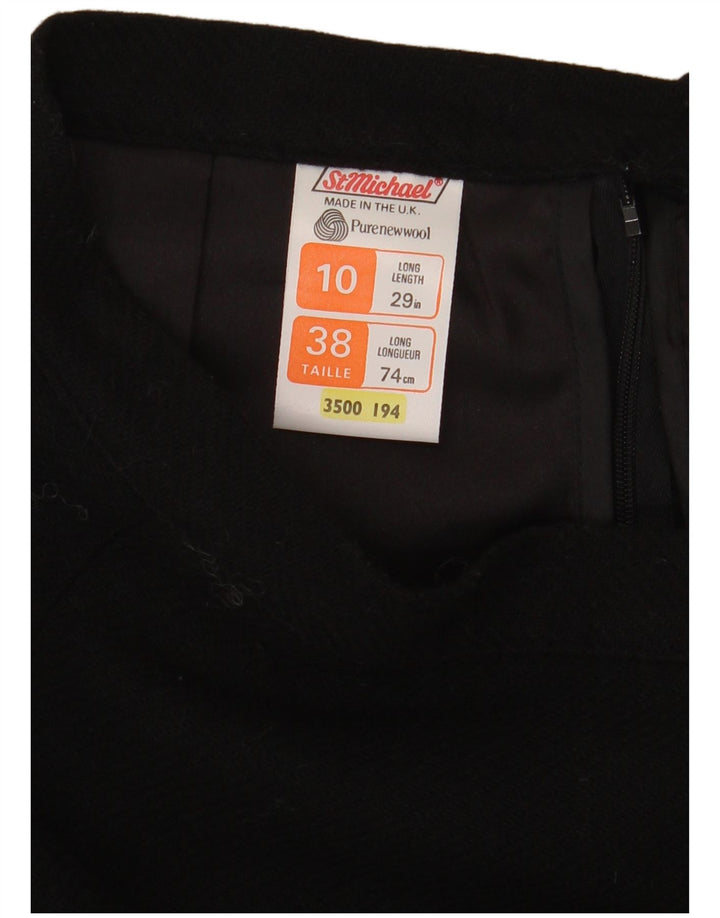 St Michael Jupe trapèze pour femme UK 10 Small W24 Laine noire