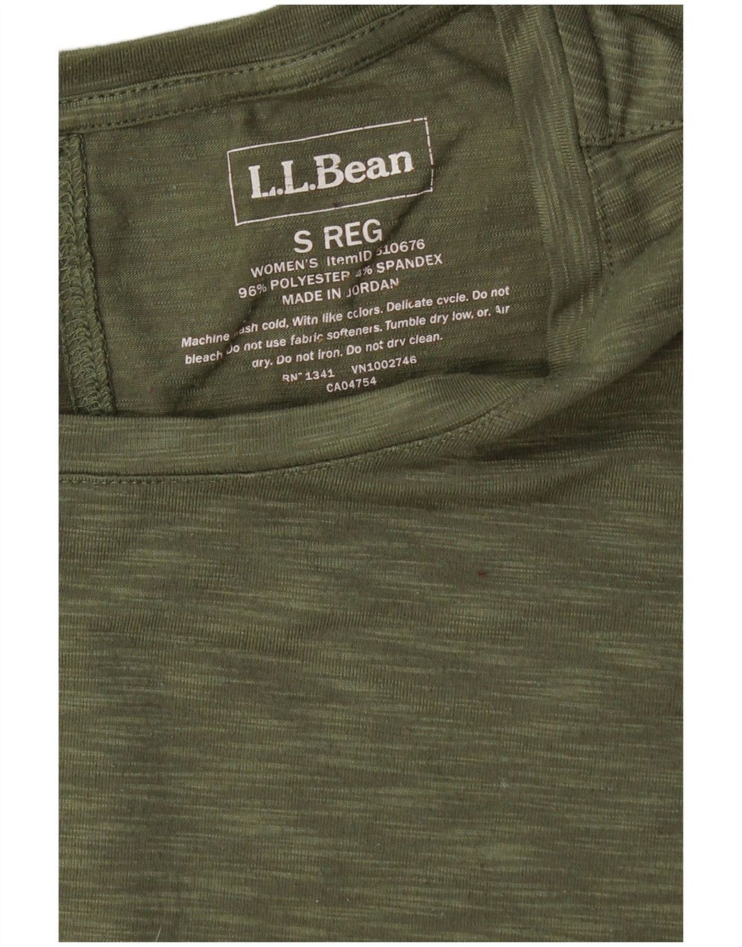 L.L.BEAN T-Shirt Femme Top UK 10 Petit Kaki Moucheté Polyester