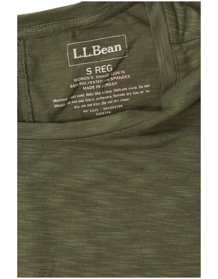 L.L.BEAN T-Shirt Femme Top UK 10 Petit Kaki Moucheté Polyester