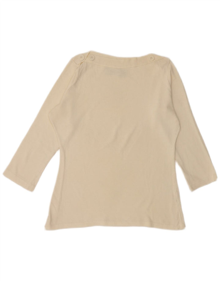 Zara Femme Top Manches 3/4 UK 14 Grand Coton Blanc