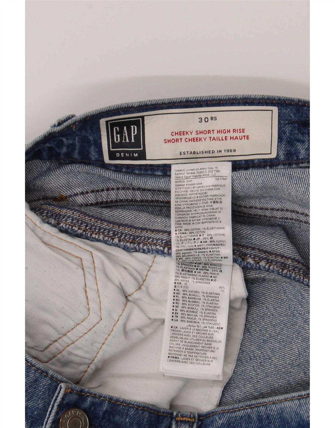 Gap Short En Jean Déchiré Femme W30 Coton Bleu Moyen
