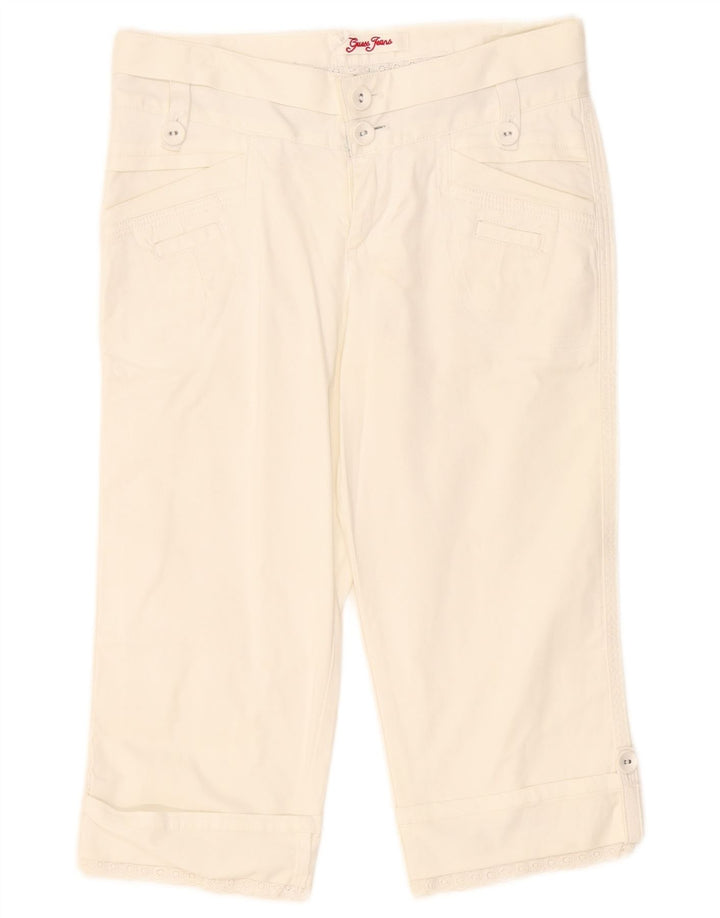 Guess Pantalon Capri Femme W24 L18 Blanc Coton