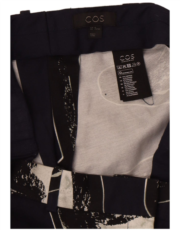 Cos Pantalon Chino à Motif Abstrait pour Femme EU 40 Medium W34 L28 Bleu Marine