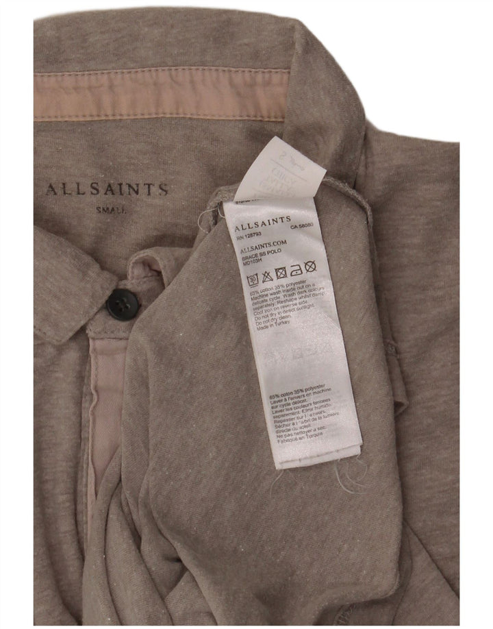 All Saints Polo Homme Petit Gris Rayé Coton