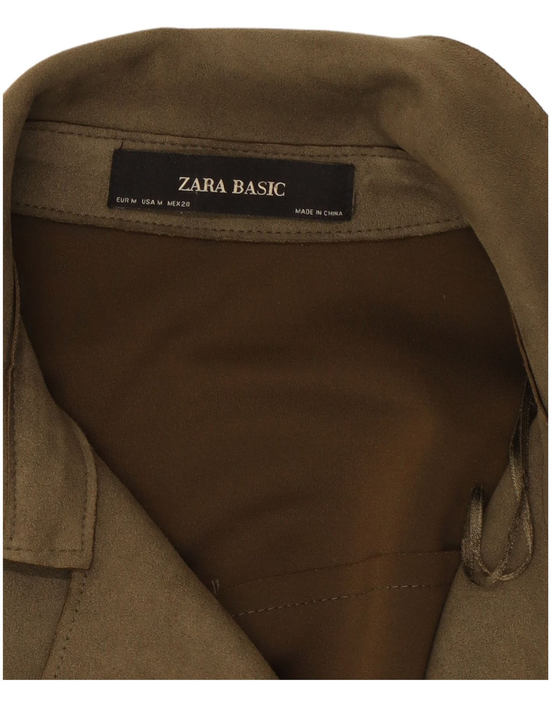 ZARA Femme Trench-Coat En Daim UK 14 Kaki Moyen