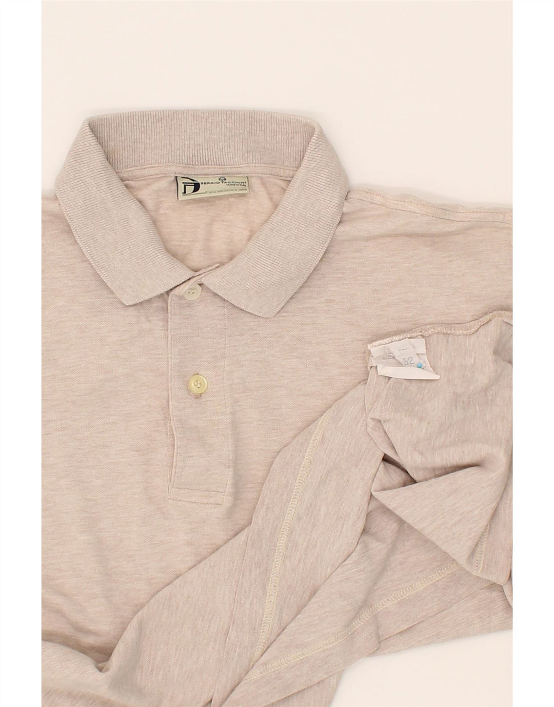 SERGIO TACCHINI Mens Polo Shirt IT 52 Large Beige Cotton Vintage Sergio Tacchini and Second-Hand Sergio Tacchini from Messina Hembry 