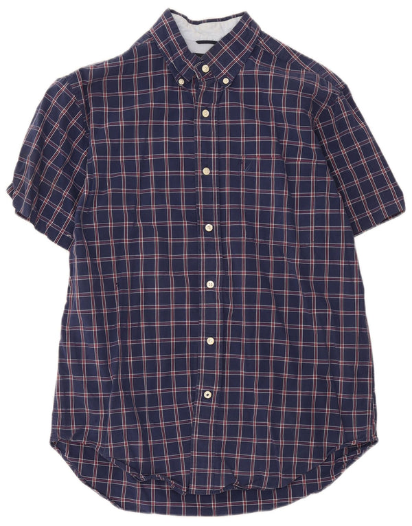 Nautica Chemise à manches courtes homme en coton à carreaux bleu marine moyen